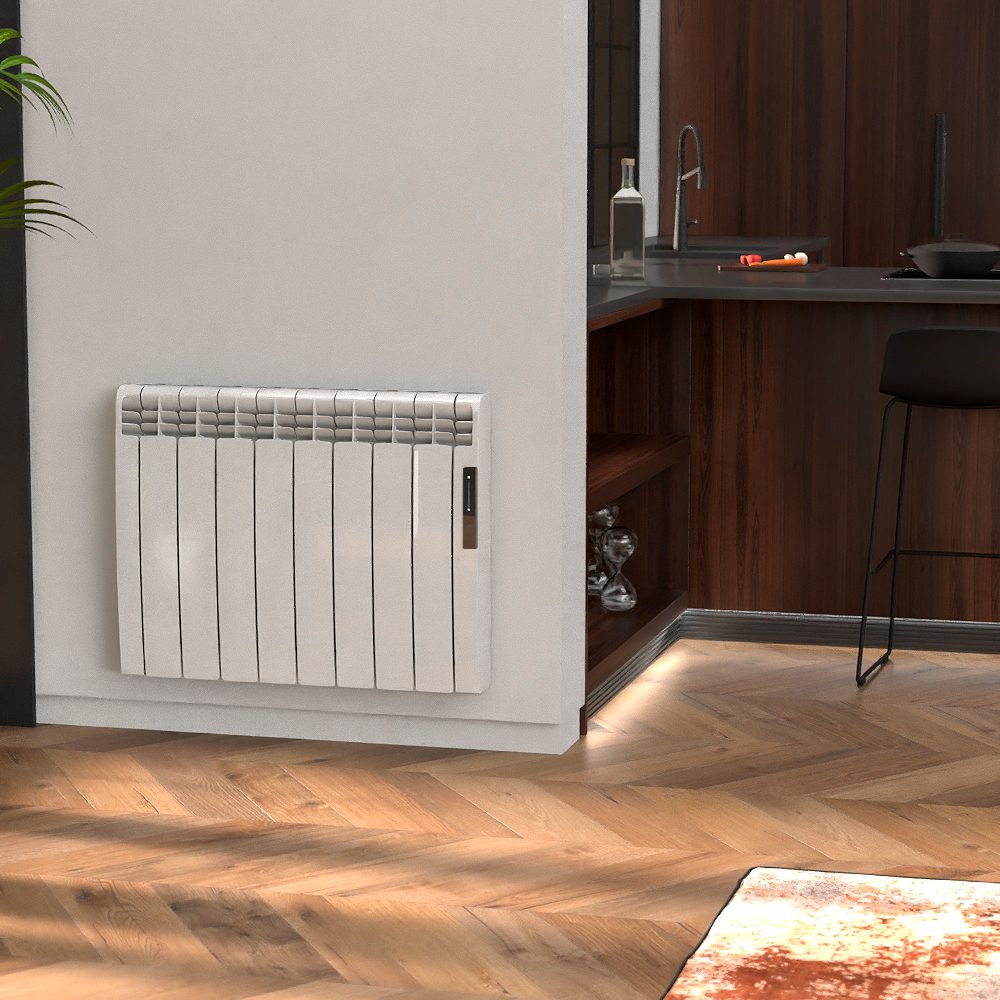 Modern programmable electric radiator in a living space